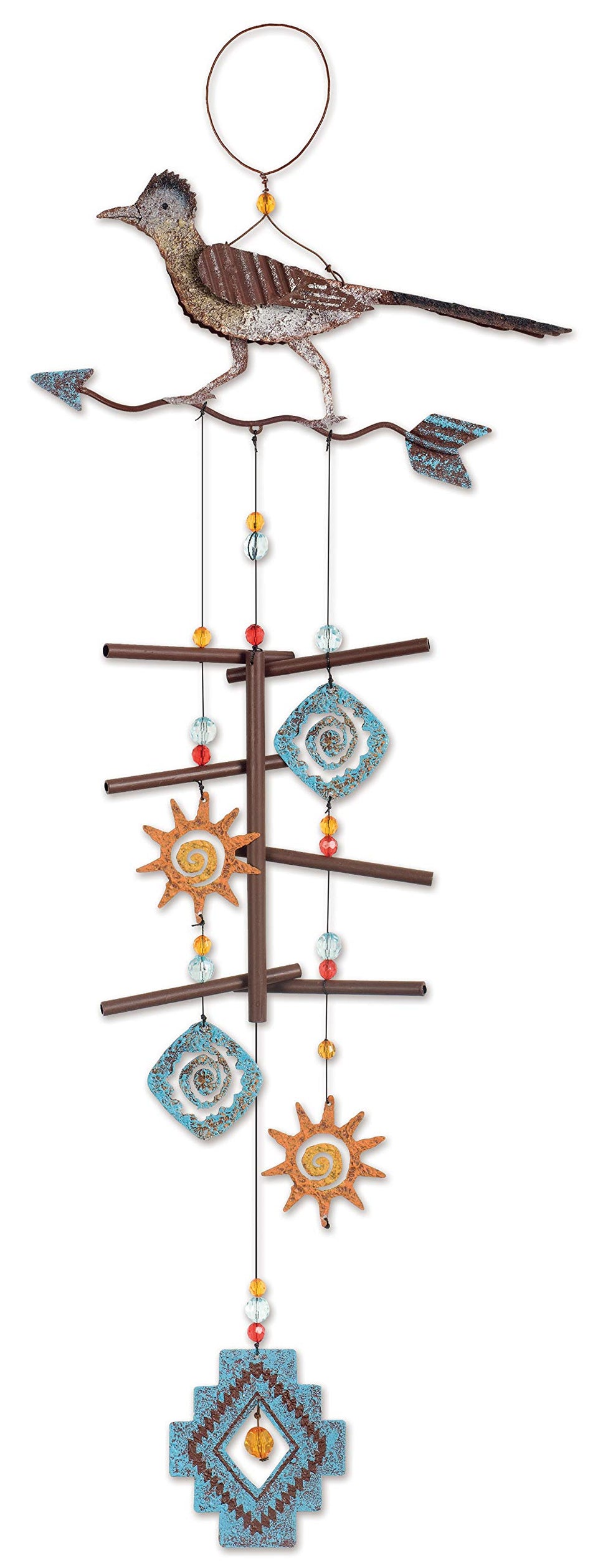 Sunset Vista Designs Roadrunner on Arrow Wind Chime adds outdoor color and gentle sound