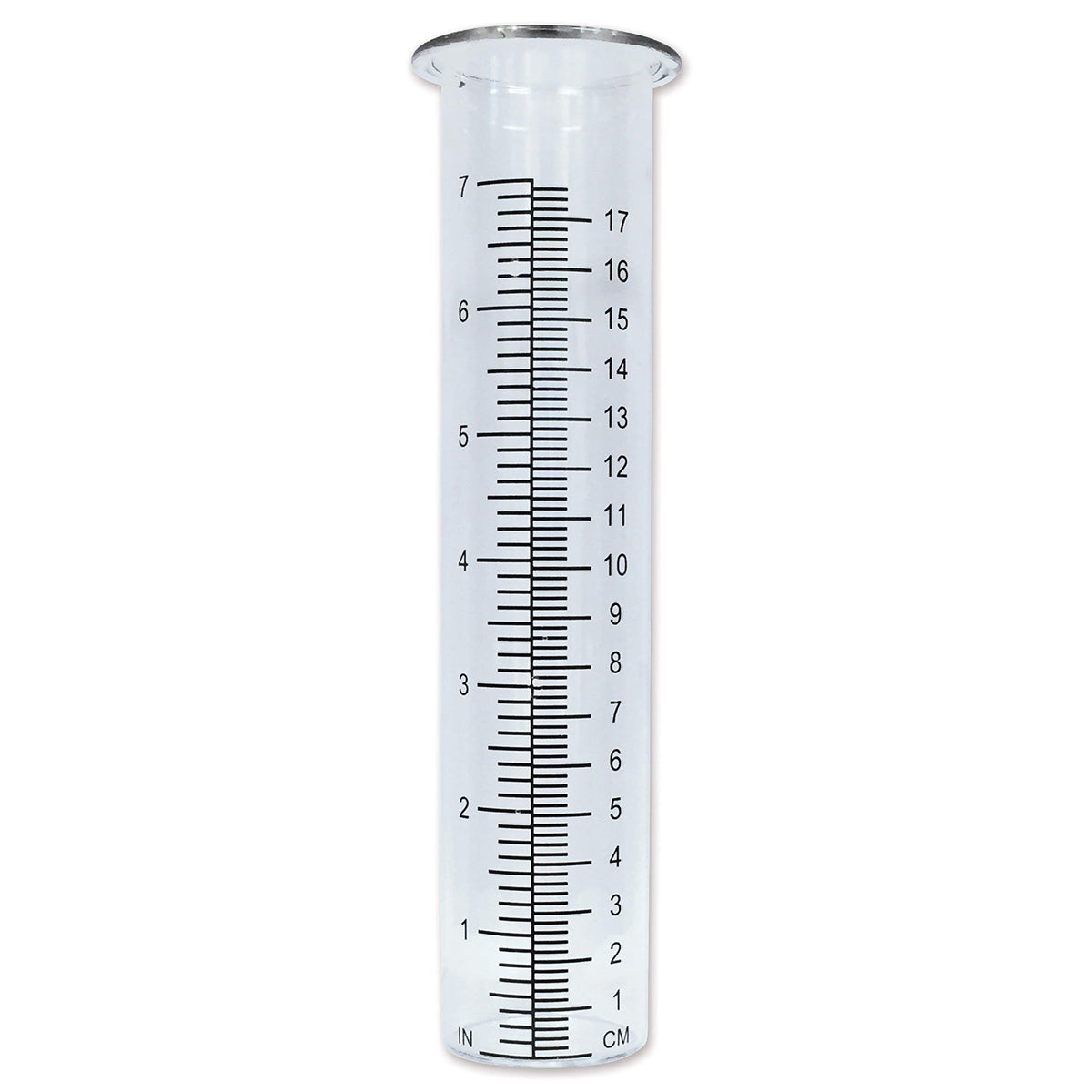 Sunset Vista rain gauge glass tube for precise garden rainfall measurement.