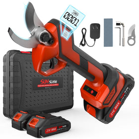 SUNSLASH upgraded cordless pruning shears with LCD display for precise power monitoring.