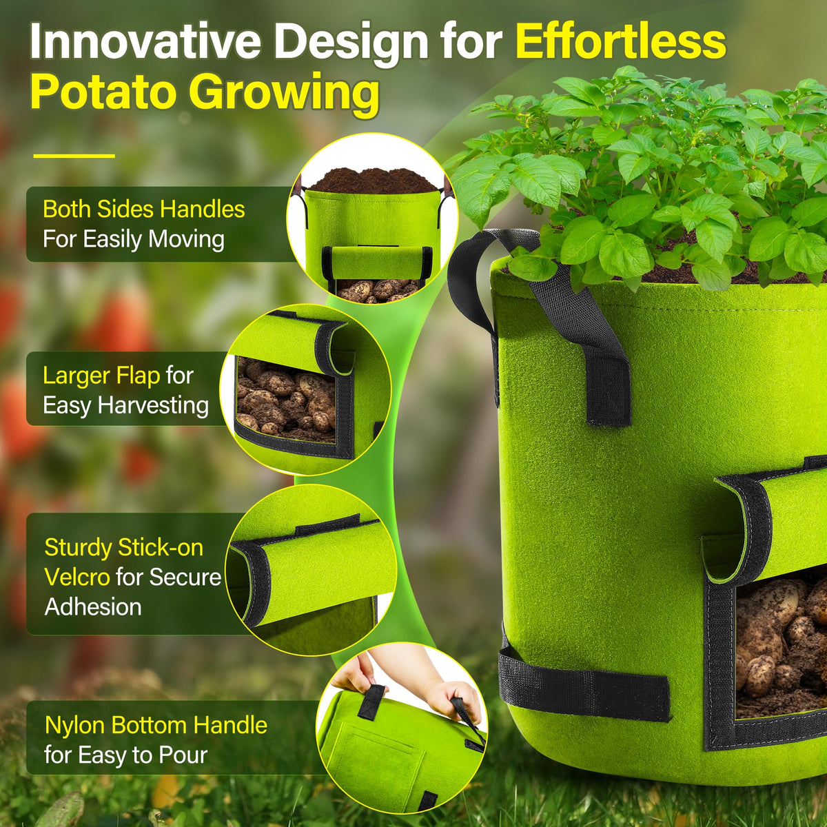 Suntee breathable nonwoven material helps prevent overwatering and roots stay healthy.