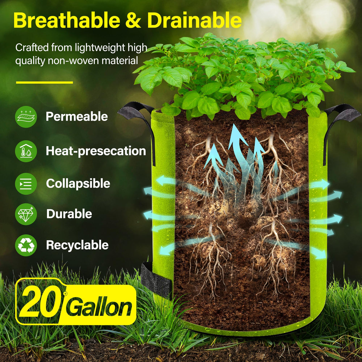 Suntee grow bag with dual-side handles for easy transport around the garden.