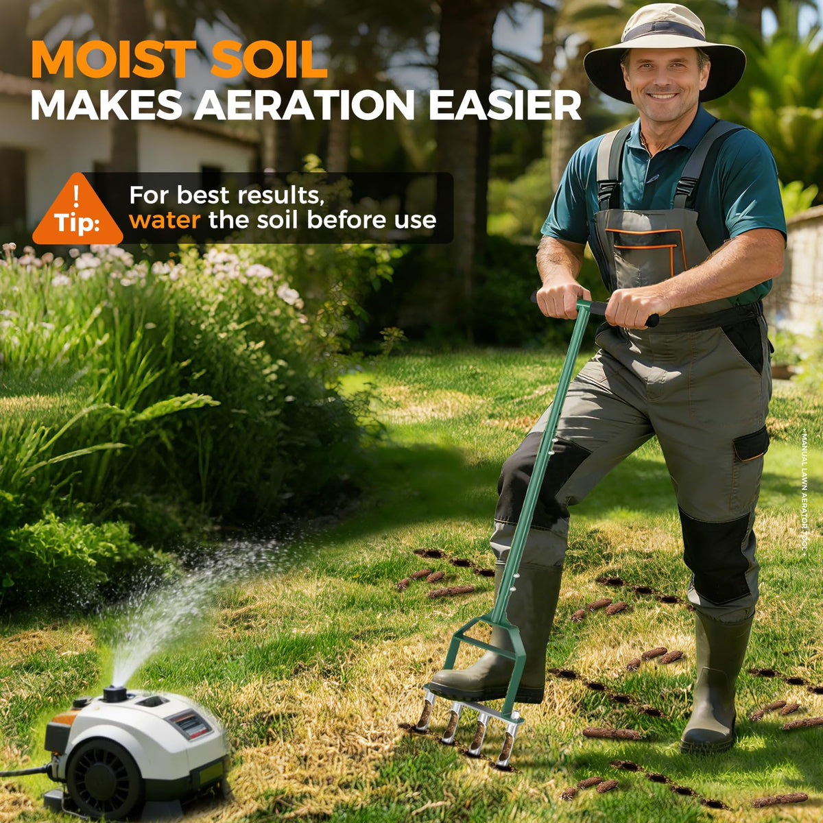 Suntee Lawn Aerator Tool easy assembly guides quick setup with four screws.