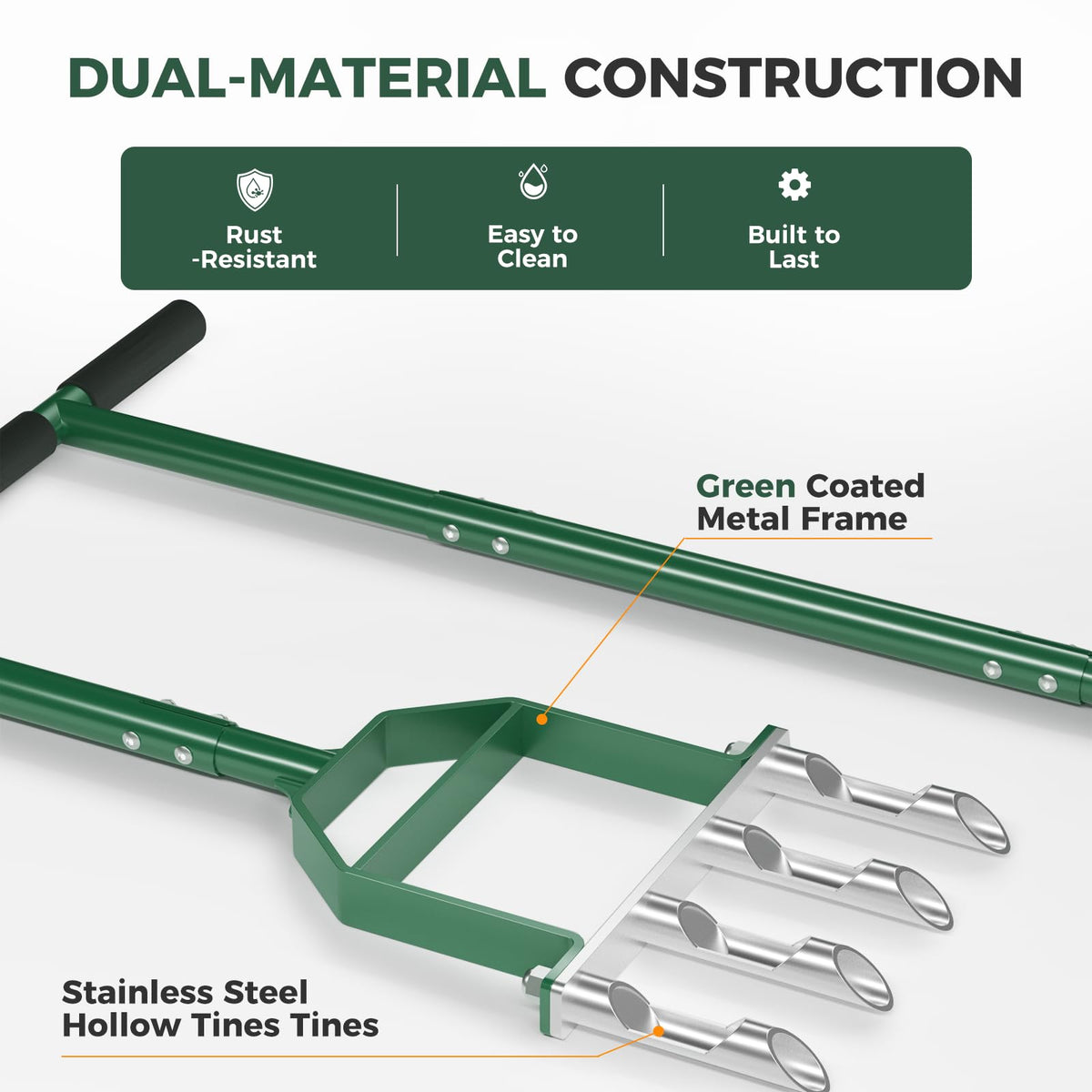 Suntee Lawn Aerator Tool non-slip grip supports comfortable, stable handling.