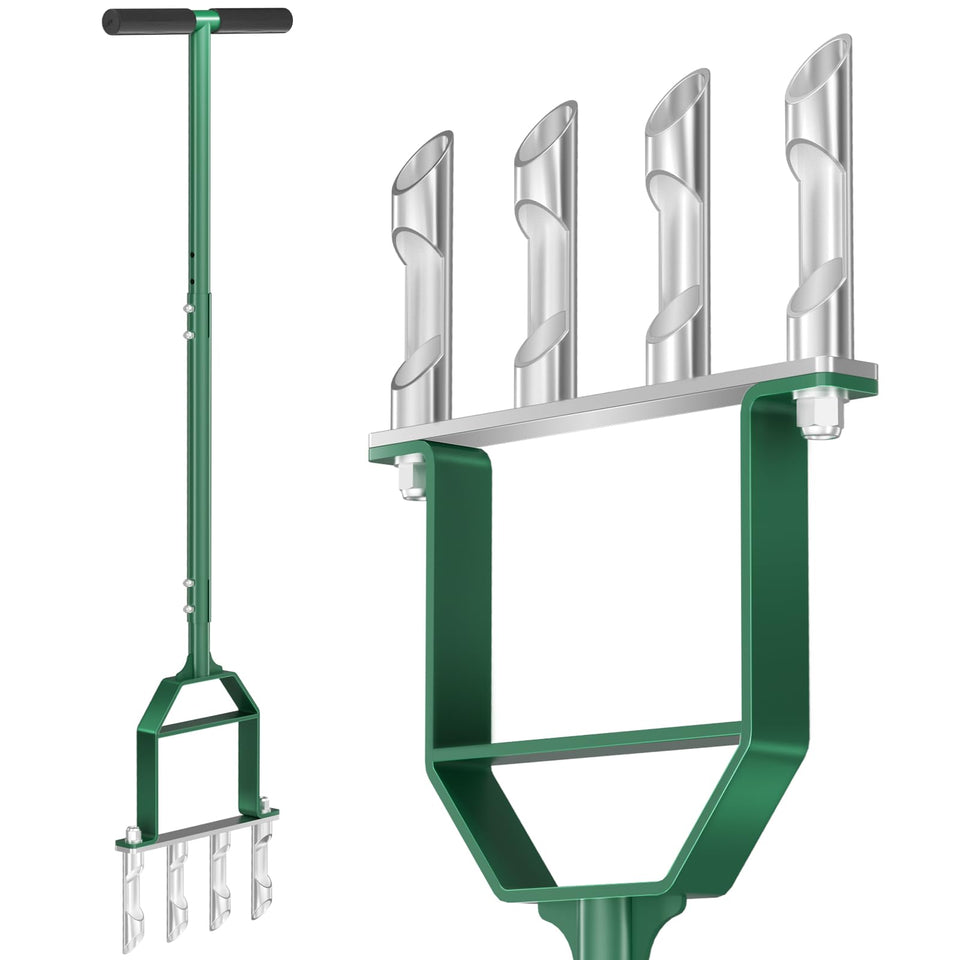 Suntee Lawn Aerator Tool side view demonstrates sturdy build for easy manual aeration.