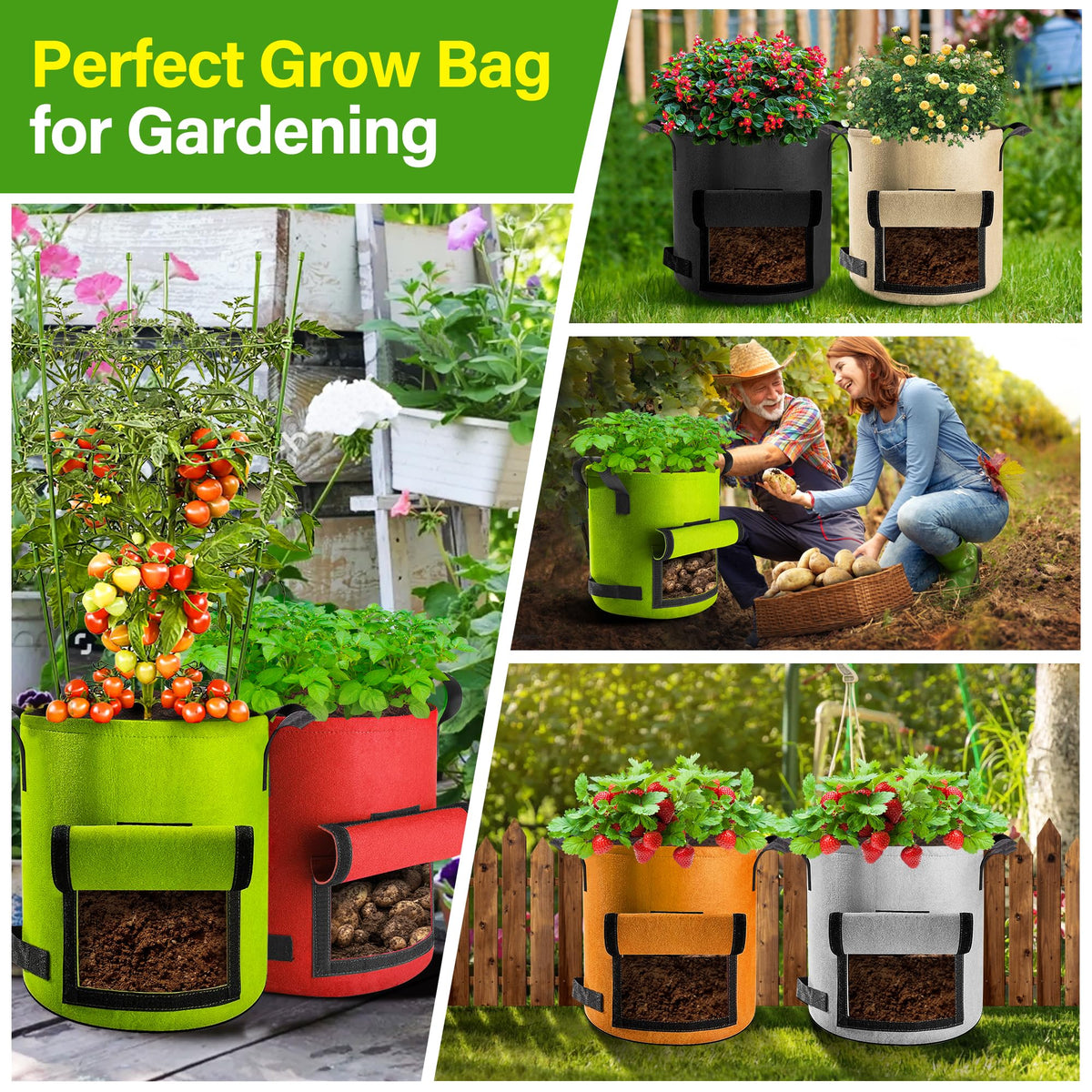 Suntee versatile grow bags for indoor and outdoor use in small spaces.