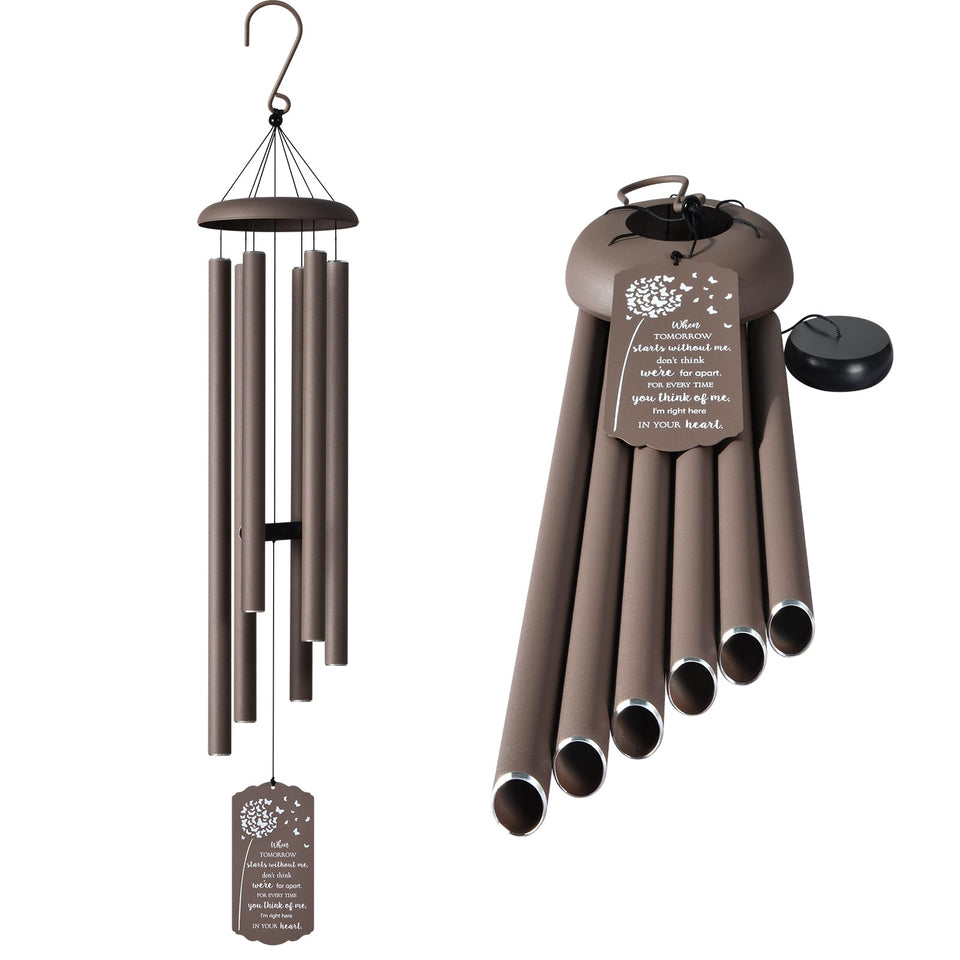 Suntimber 43-inch wind chimes outdoor display adds serene ambiance to patios and gardens.