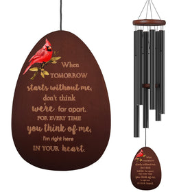 Suntimber memorial wind chimes outdoors with cardinal design for garden remembrance