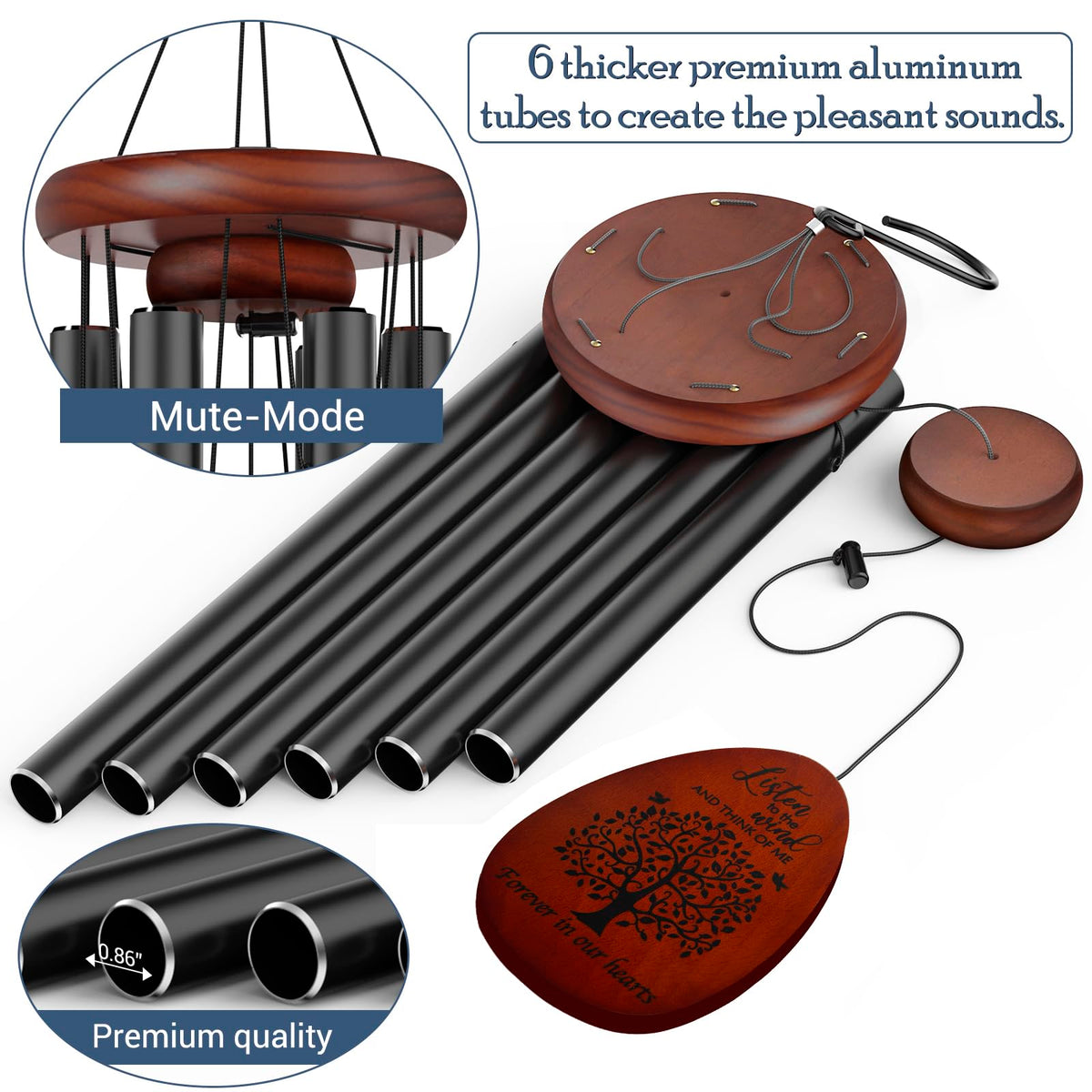 Suntimber Tree of Life wind chimes gift box presentation, ready for sympathy.