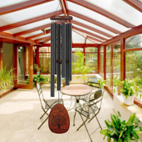 Suntimber Tree of Life wind chimes with 6 black tubes for balanced tone.