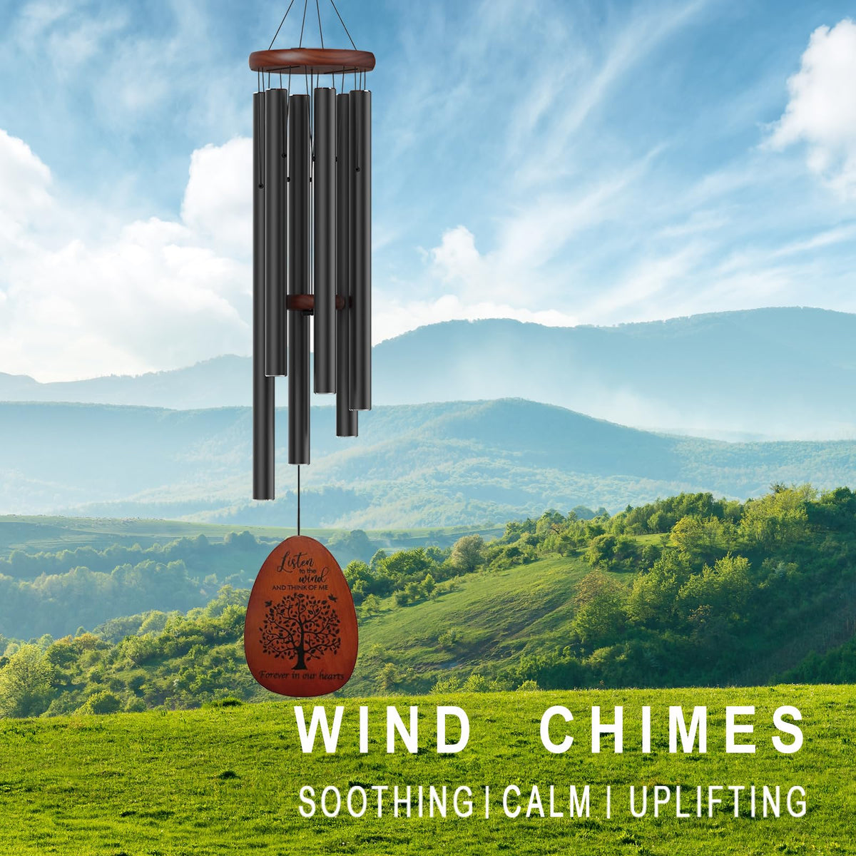 Suntimber Tree of Life wind chimes wind-catcher detail, graceful focal point.