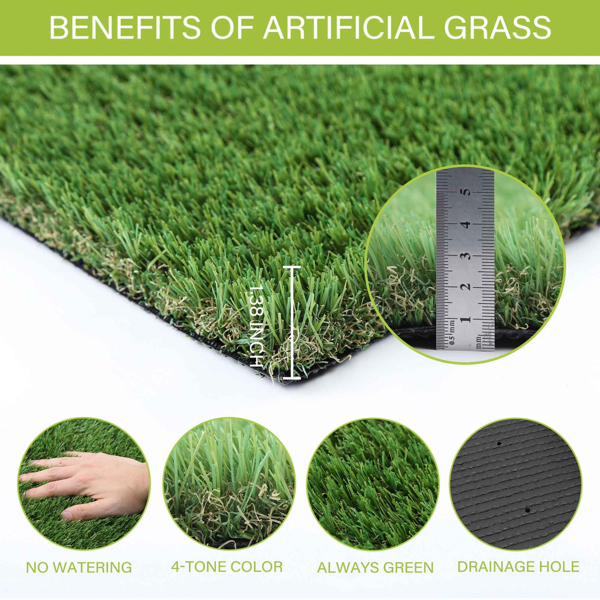 SunTurf quick-drainage-holes illustrate fast moisture removal and cleaner paws.