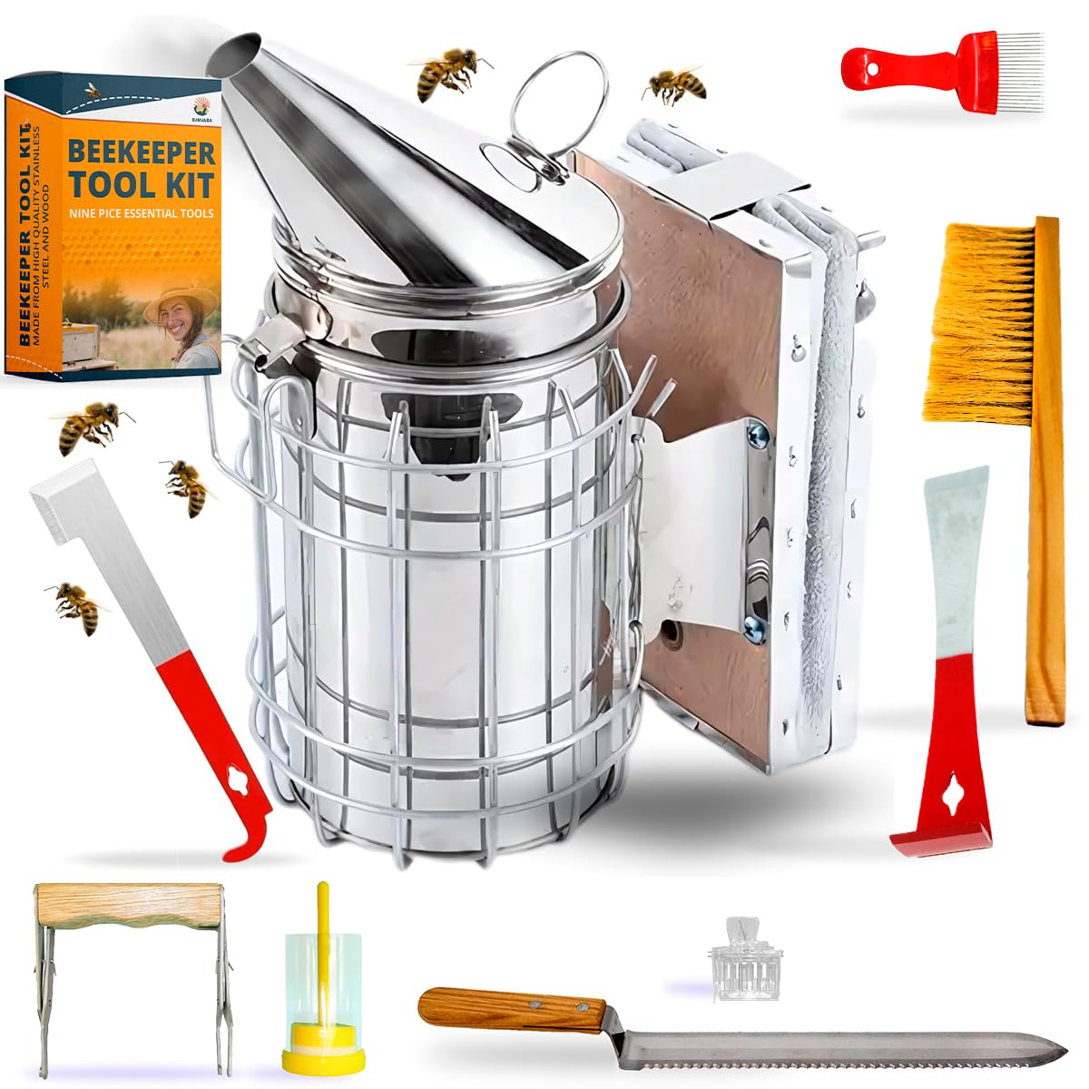 SunVara smoker in the starter kit for smooth hive inspections and safety.