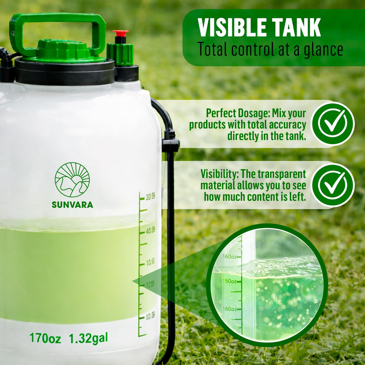 SunVara portable garden sprayer ready for quick yard use
