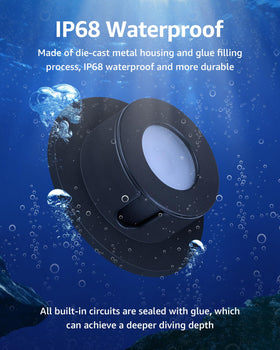 SUNVIE underwater light IP68 seal closeup shows reliable waterproof performance.
