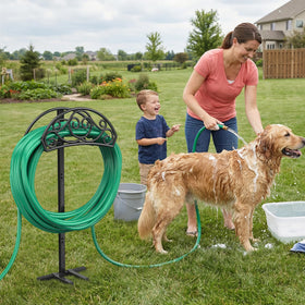 Sunvigor hose holder freestanding setup for easy yard organization.