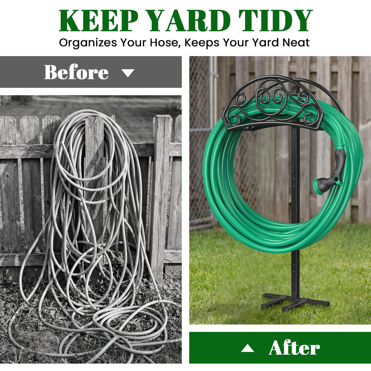 Sunvigor outdoor hose stand ready for winter storage.