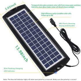 Sunway Solar battery maintainer with LED indicator for charging status and reliability.