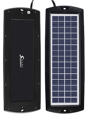 Sunway Solar includes cigarette lighter adapter and clamps for versatile connections.