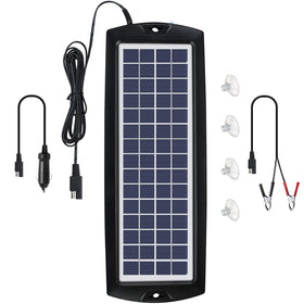 Sunway Solar trickle charger panel mounted on dash showing compact design and easy maintenance benefits.