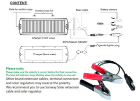 Sunway Solar compatible with cars, trucks, motorcycles, boats, and RVs