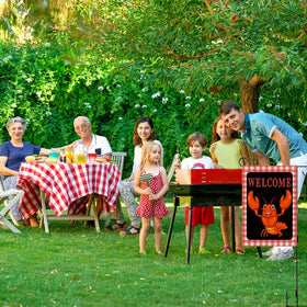 Sunwer Crawfish Garden Flag close-up linen fabric, waterproof and reusable.