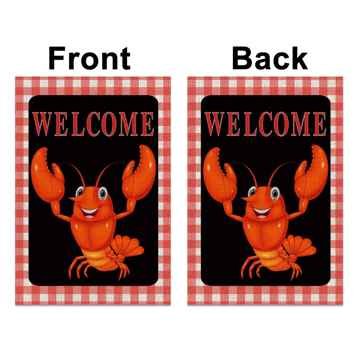 Sunwer Crawfish Garden Flag double-sided design, readable from both directions.