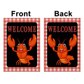 Sunwer Crawfish Garden Flag double-sided design, readable from both directions.