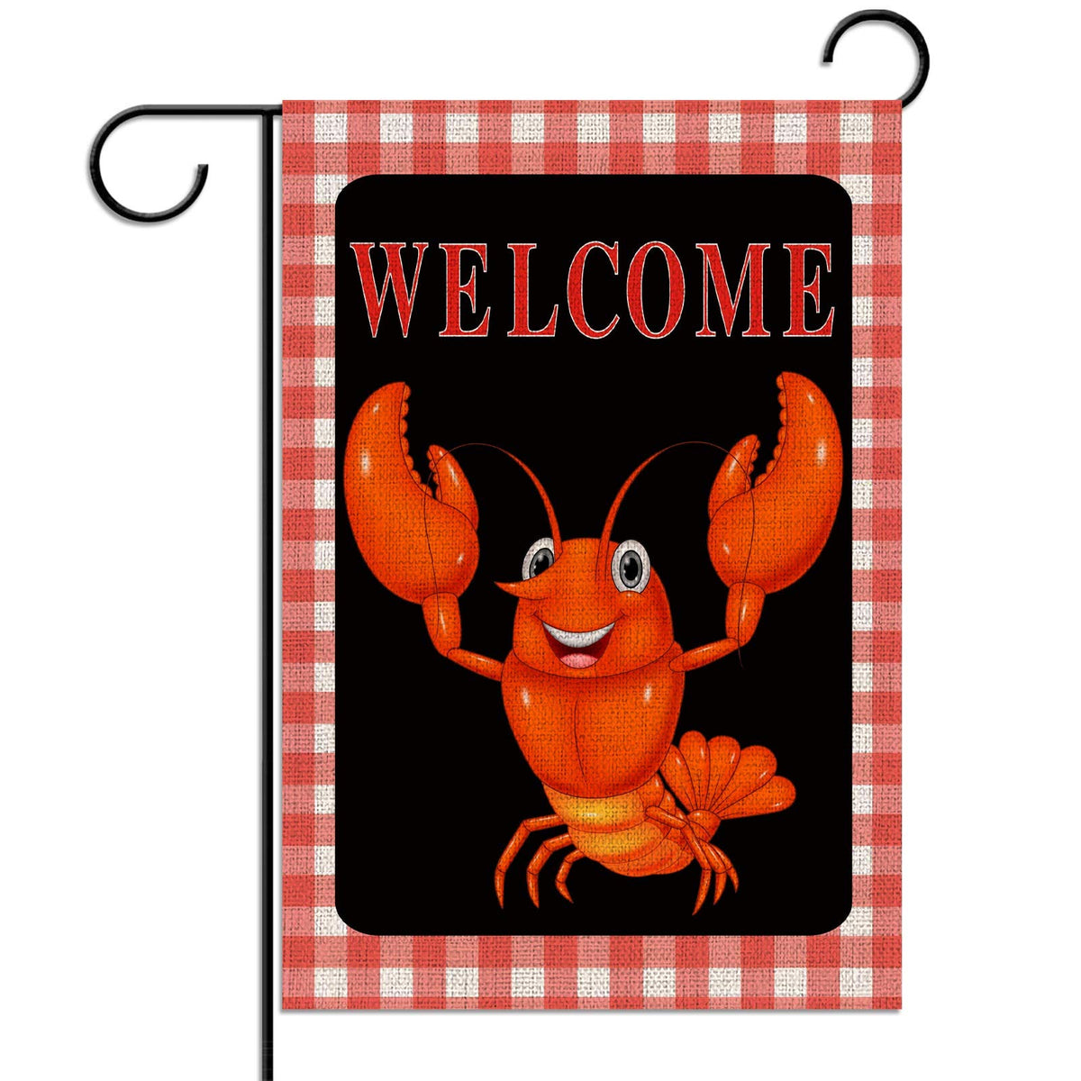 Sunwer Crawfish Garden Flag front view, outdoor welcome sign for crawfish boils.