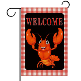 Sunwer Crawfish Garden Flag front view, outdoor welcome sign for crawfish boils.