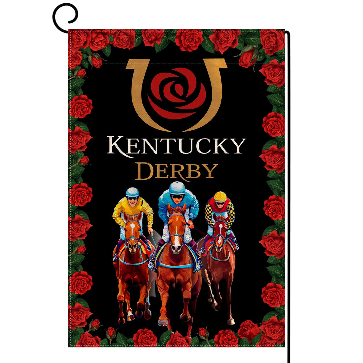 Sunwer Derby Day flag front view with double-sided design for outdoor decor.