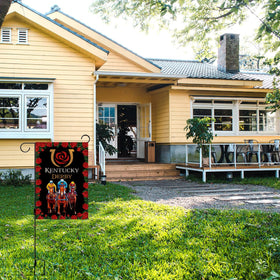 Sunwer Derby Day flag on lawn as Derby-themed outdoor decor.