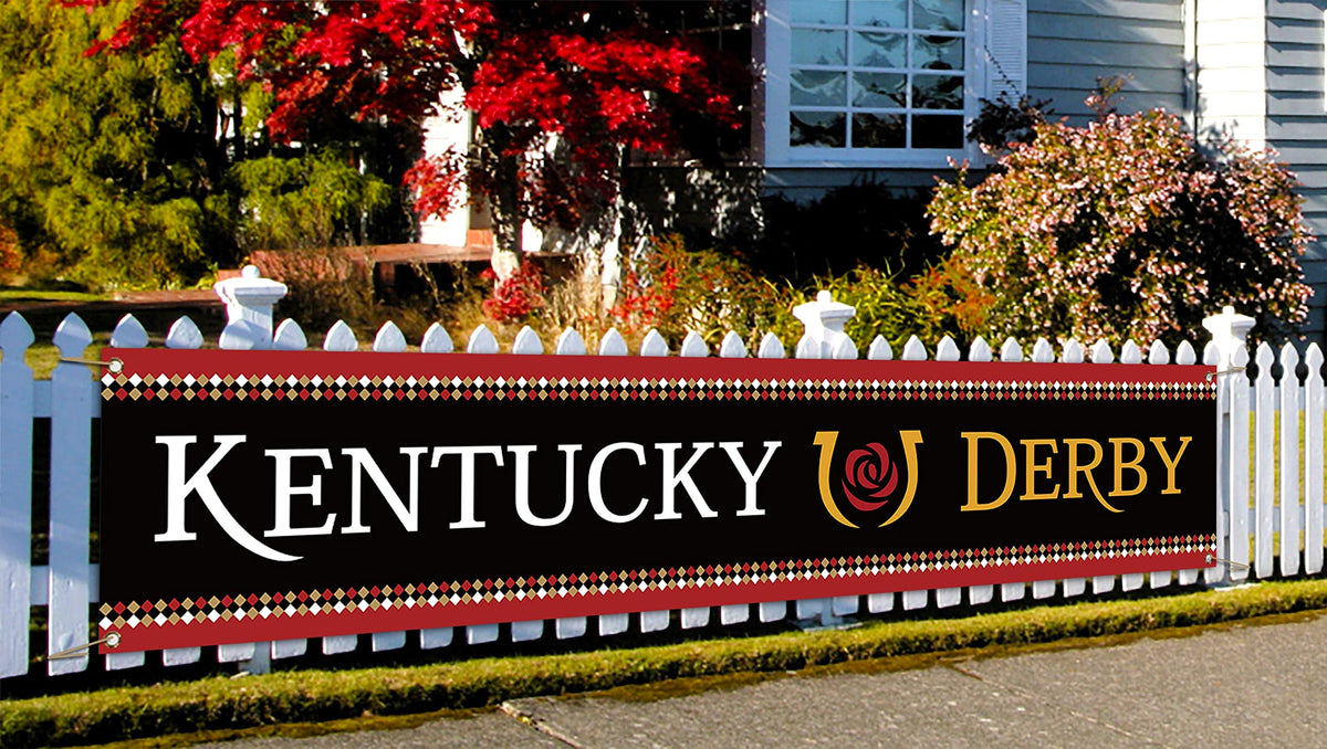 Sunwer Kentucky fence banner for derby decor, durable outdoor use.