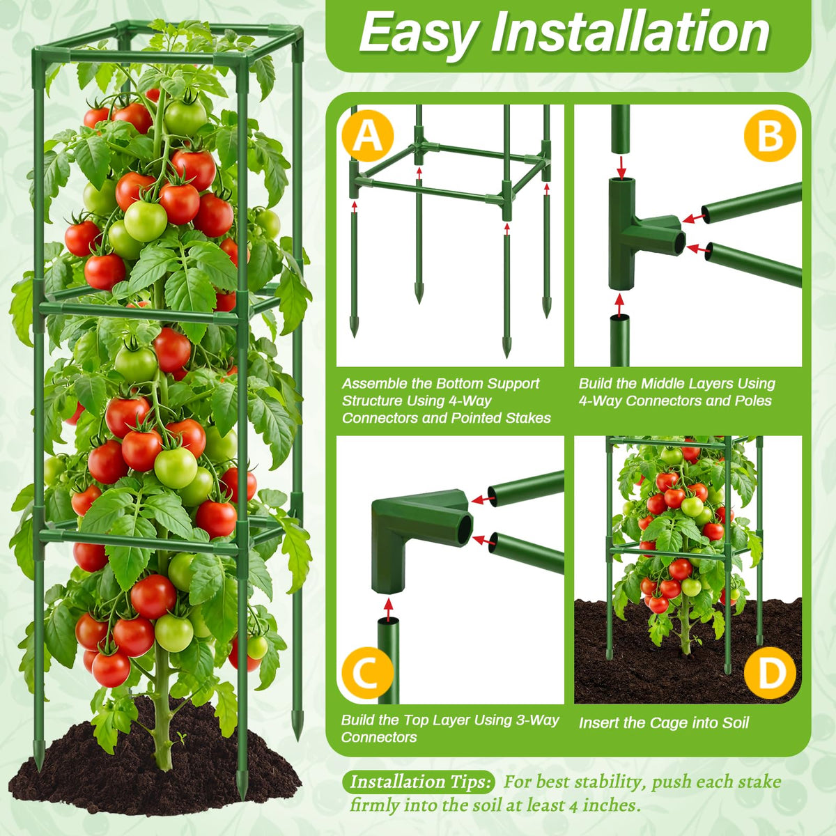 Sunwinx 4-way connectors secure the trellis for heavy fruit.