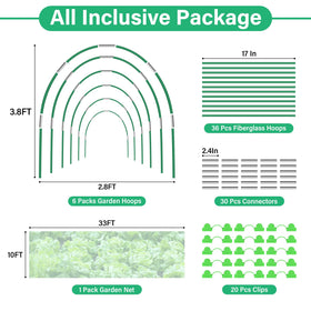 Sunwinx 6 sets of 8 ft fiberglass hoops supporting a flexible protective cover.