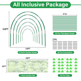 Sunwinx six sets of eight-foot hoops support the mesh for sturdy plant protection