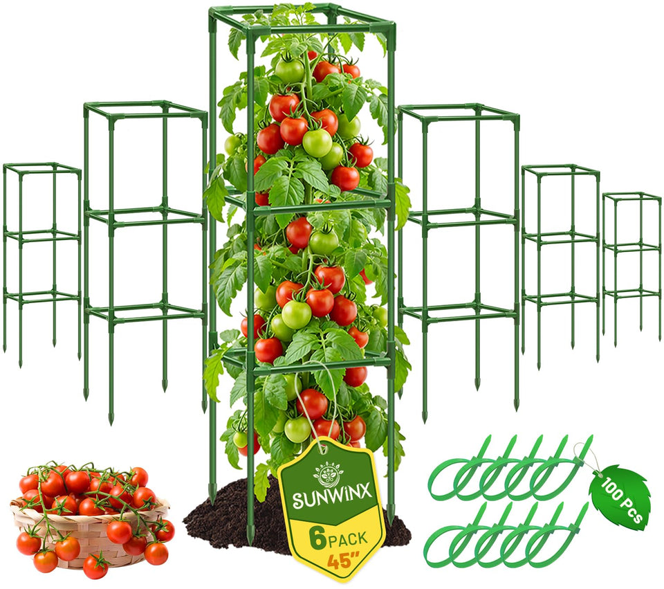 Sunwinx square tomato cage 45 inch assembled for sturdy plant support.