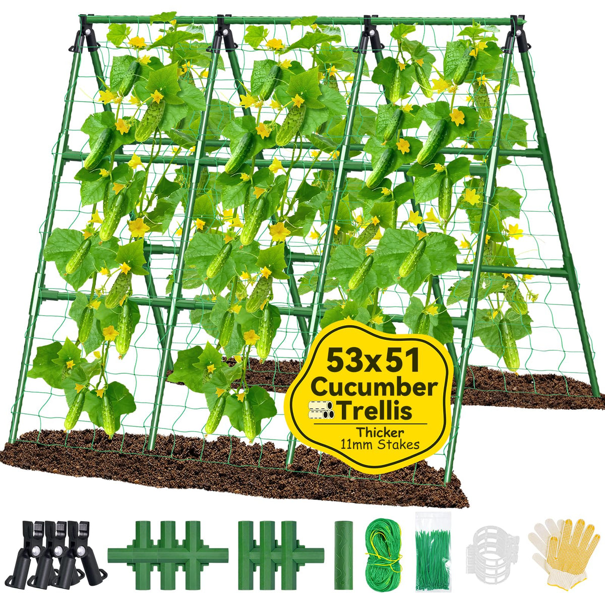 Sunwinx cucumber trellis pack with poles and net supports climbing plants.