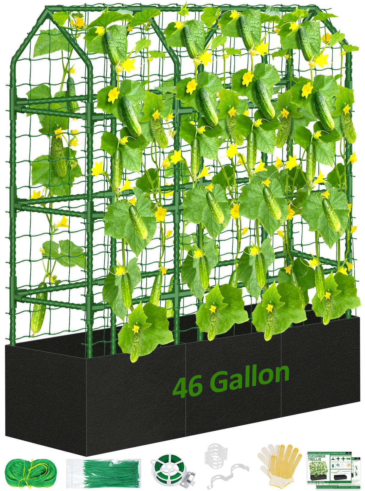 Sunwinx cucumber trellis V-frame supports climbing plants for strong growth.
