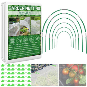 Sunwinx garden netting kit provides broad coverage for raised beds while allowing airflow