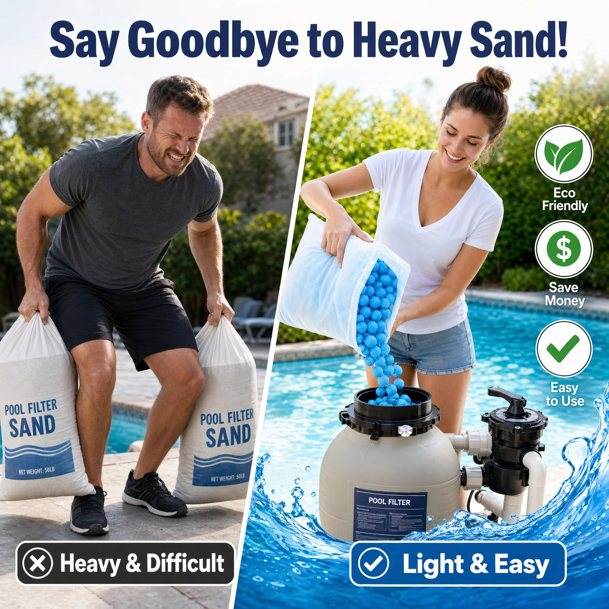 Sunwinx filter balls in tank demonstrate easy installation and maintenance.