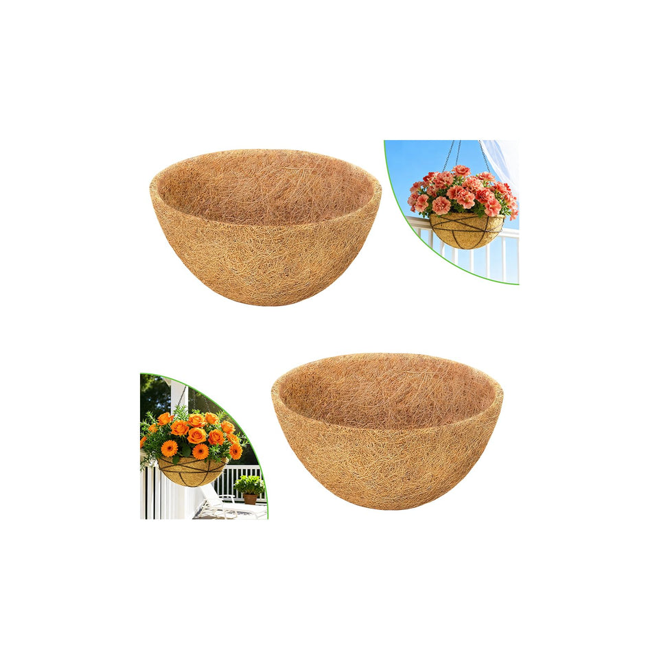 Sunwinx round coco liner 14in fits hanging baskets, promoting air flow and water retention for healthy roots