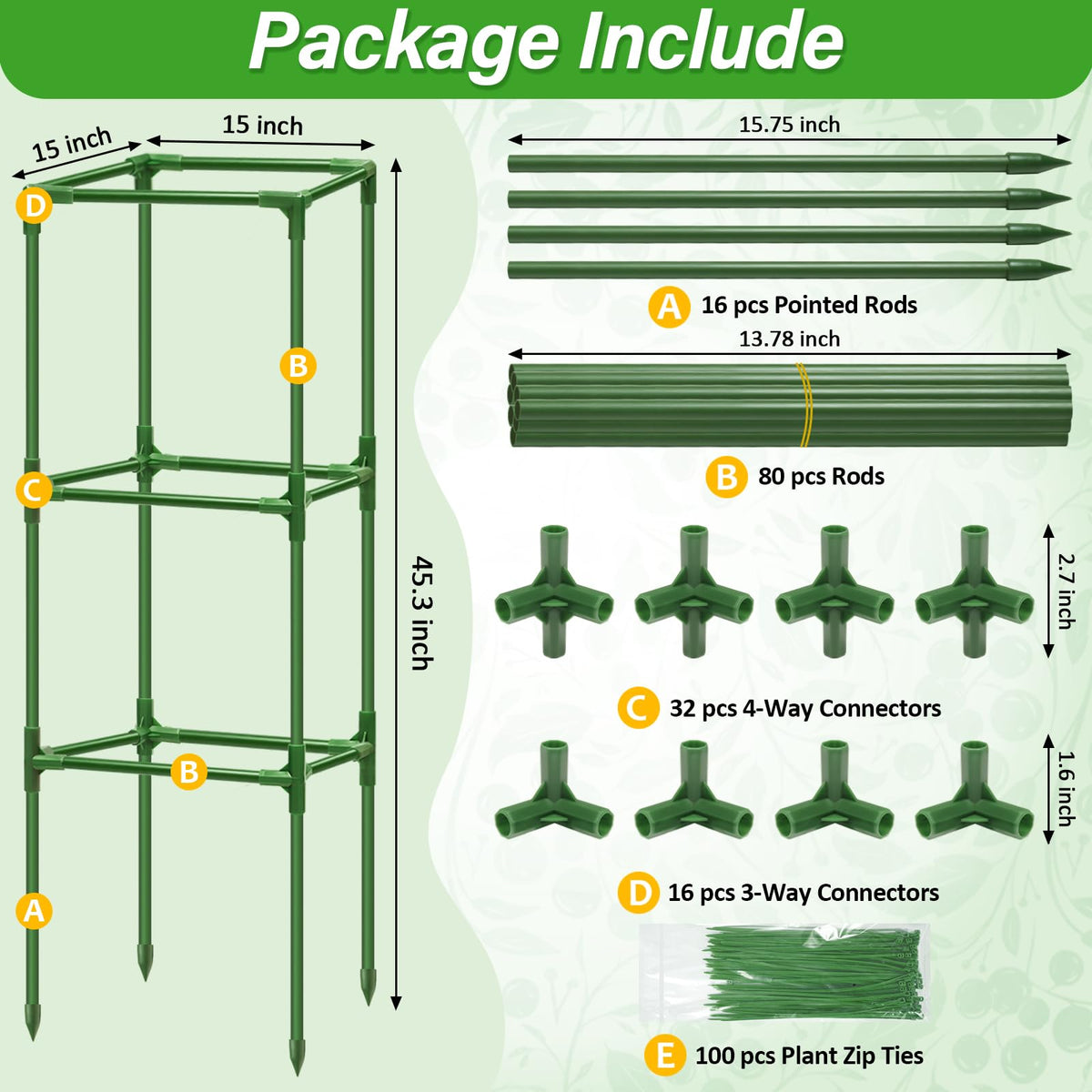 Sunwinx rust-proof steel frame keeps tomatoes upright in sun and rain.