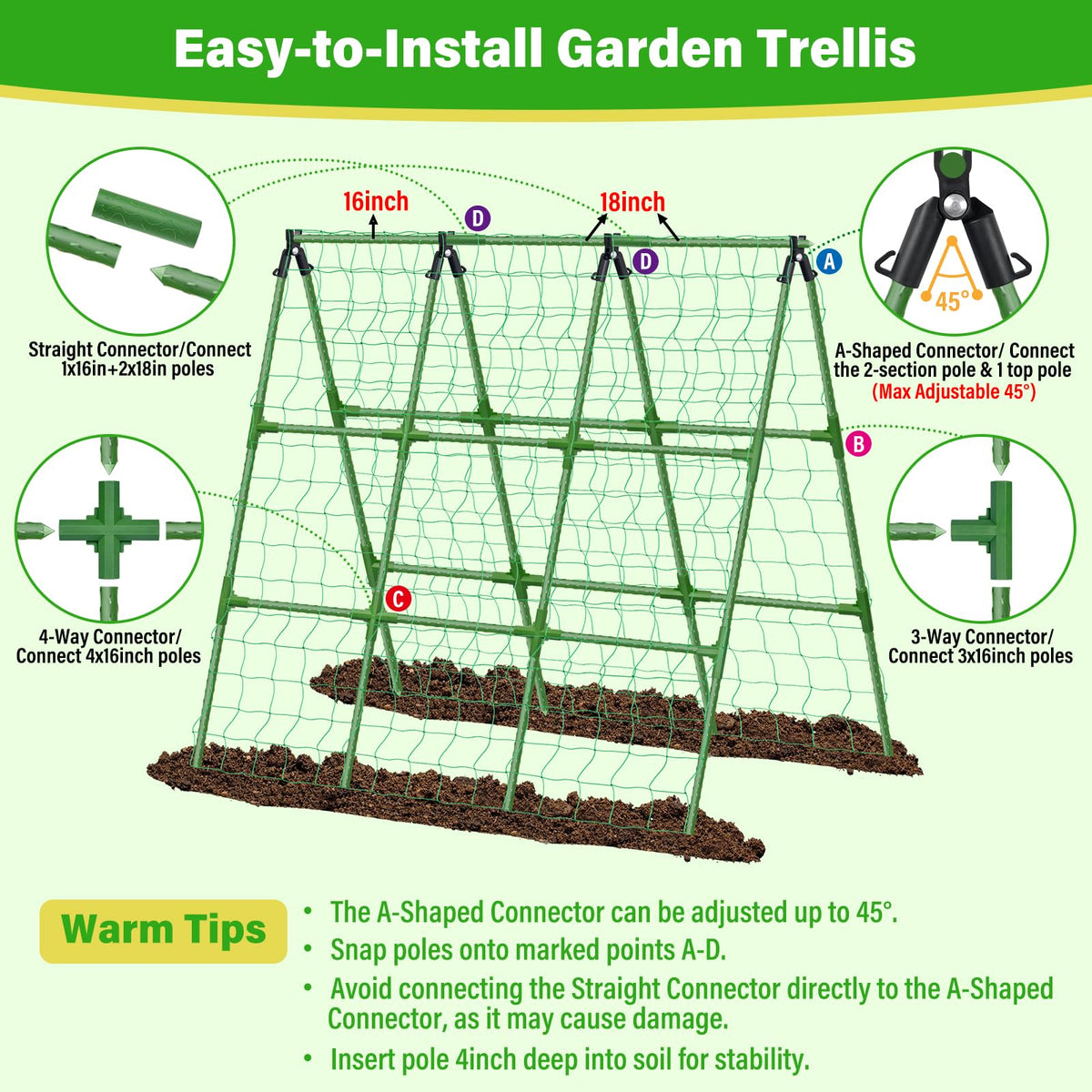 Sunwinx vertical support encourages upward growth and better air flow.