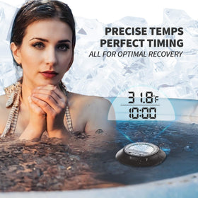 Suoimk floating digital display shows real-time temperature in ice baths.