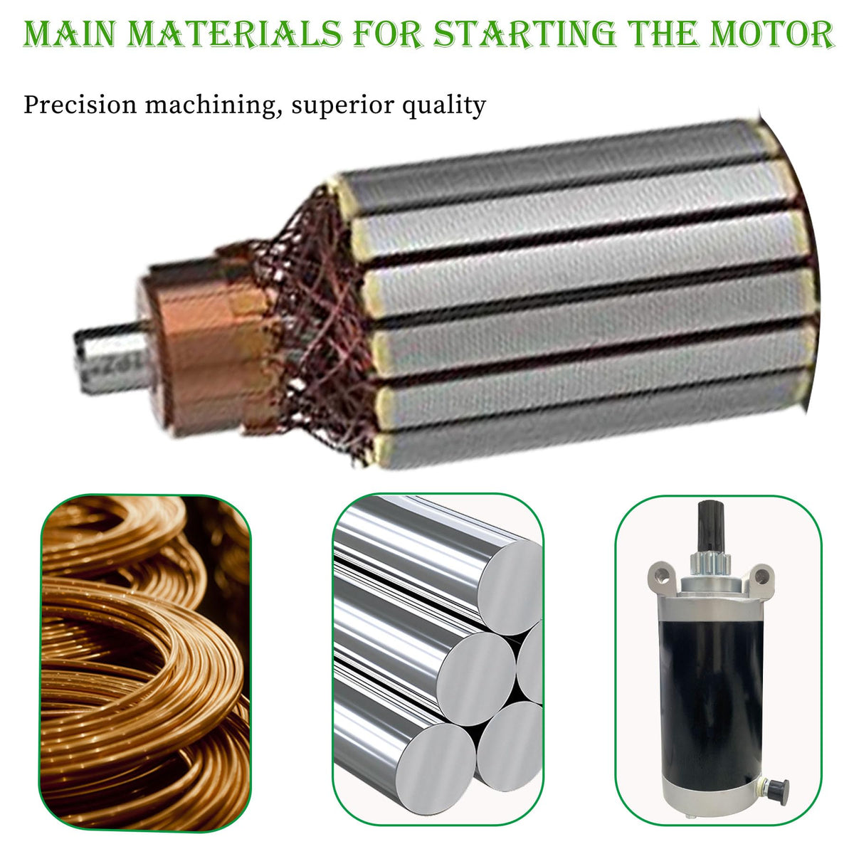 Wiring connection detail highlights copper core durability and reliable power