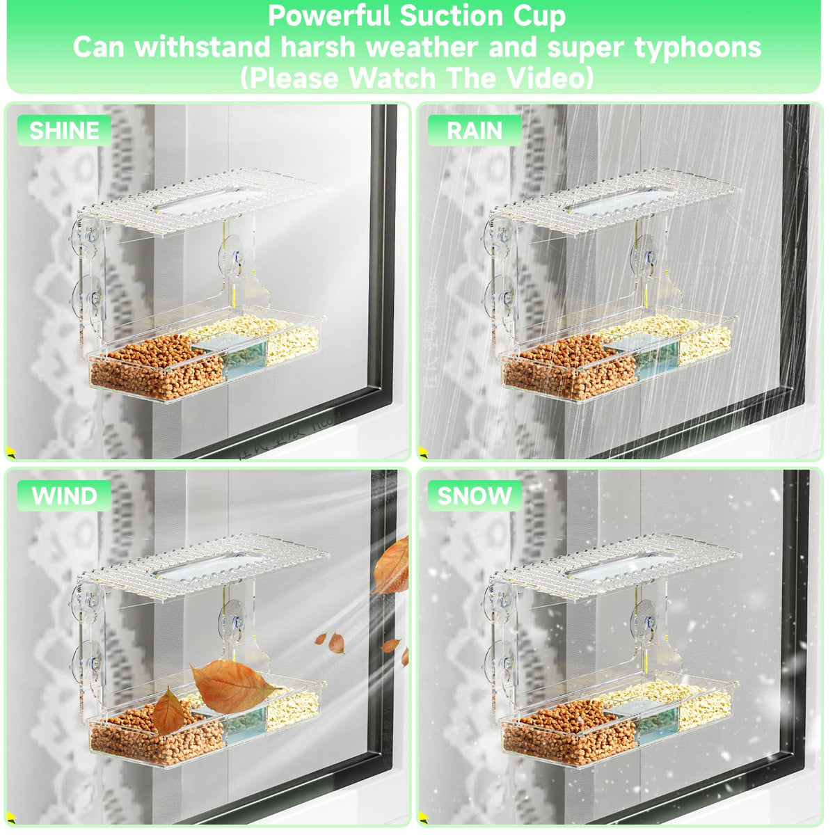 SuoXing Acrylcc four strong suction cups secure to glass