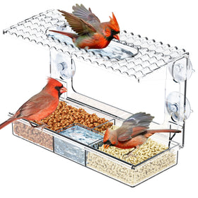 SuoXing Acrylcc window feeder top view for close-range birdwatching at home