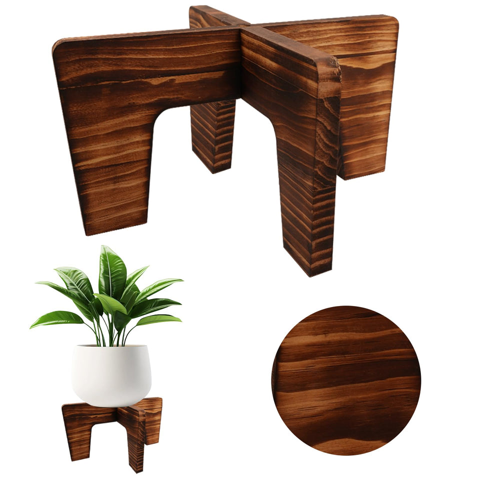 SupBambGO plant stand indoor display highlights natural wood finish for stable pot presentation
