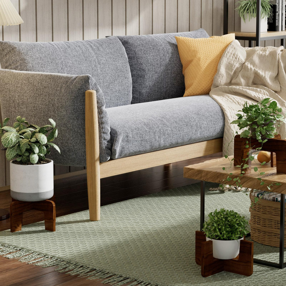 SupBambGO short plant stand side view shows compact footprint for small spaces