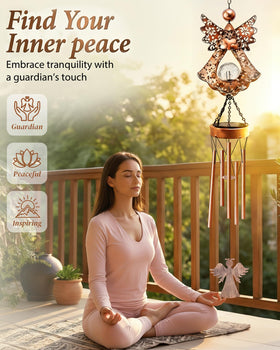 Supdeco Angel Wind Chimes hanging from a tree adds charm